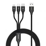 品胜 星速三合一编织数据线1.2m 安卓 苹果通用数据线LH-AP06 魔幻黑